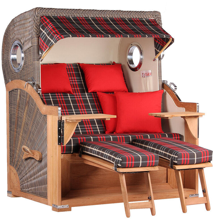 Strandkorb Baltikum Bullauge Teak PE Grey Dessin 529