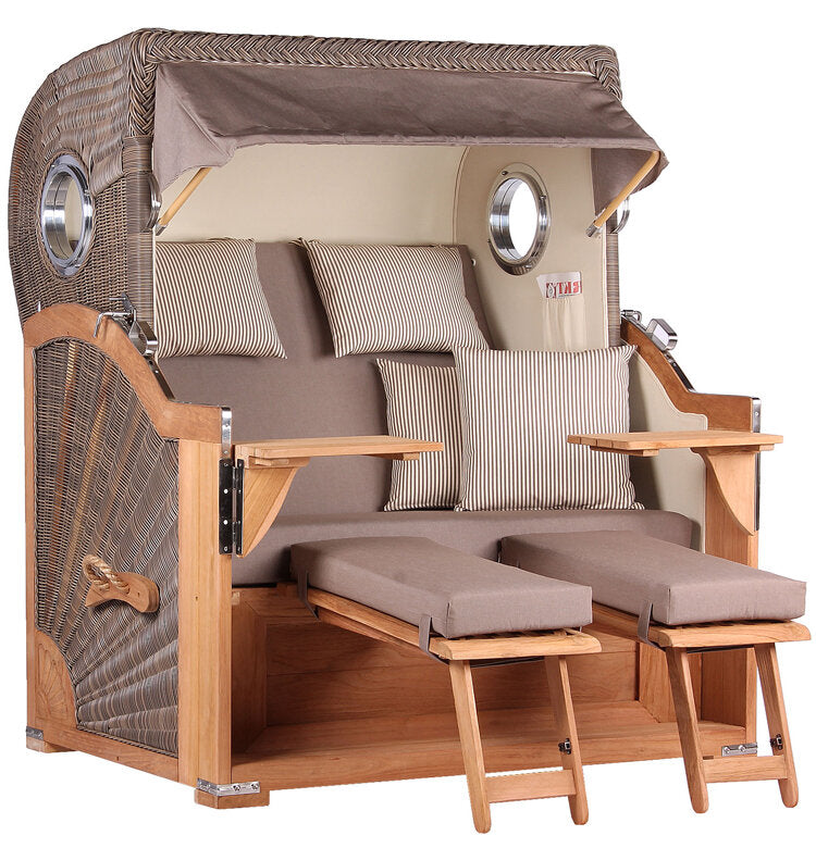 Strandkorb Baltikum Bullauge Teak PE Grey Dessin 534