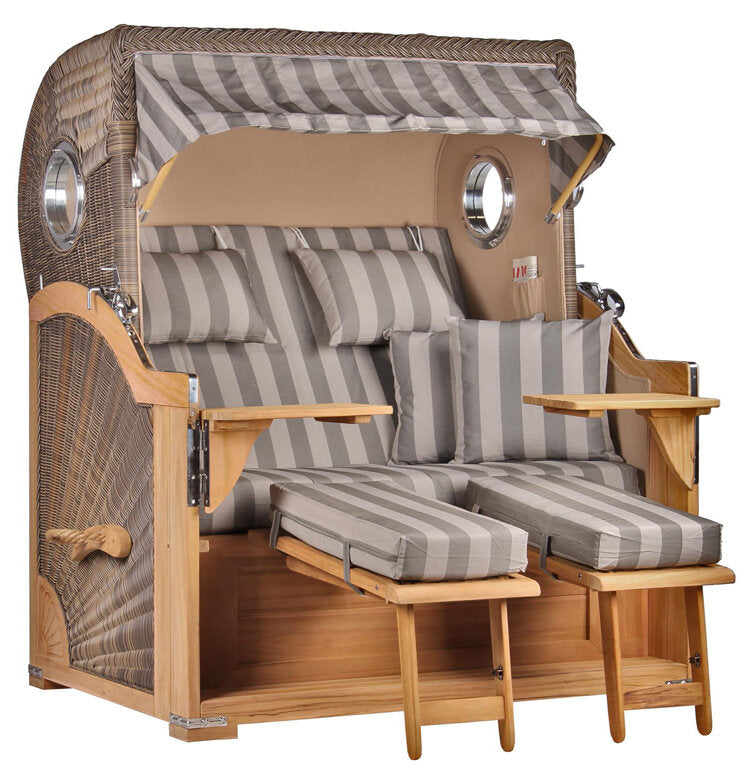 Strandkorb Baltikum Bullauge Teak PE Grey Dessin 537