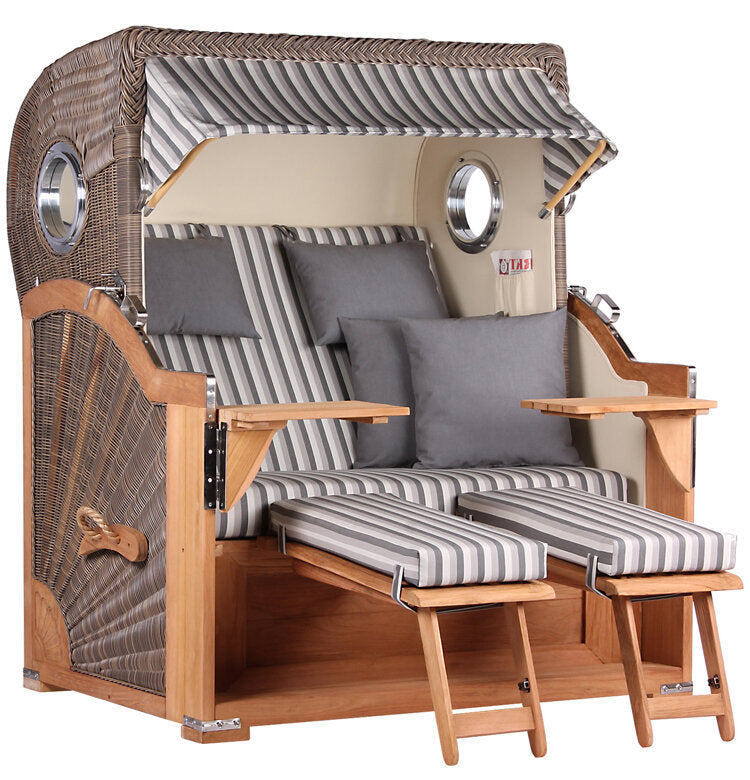 Strandkorb Baltikum Bullauge Teak PE Grey Dessin 545