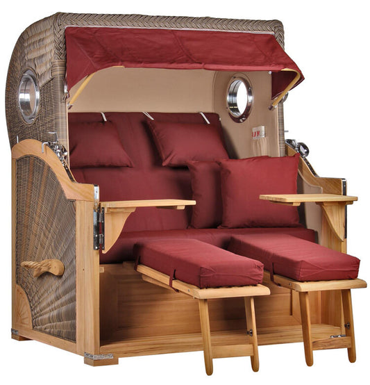 Strandkorb Baltikum Bullauge Teak PE Grey Dessin 550