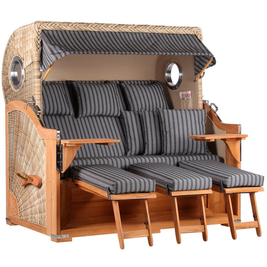 Strandkorb Baltikum XXL Bullauge Teak PE Shell Dessin 500