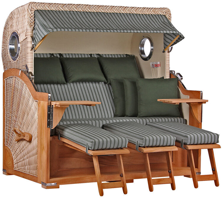 Strandkorb Baltikum XXL Bullauge Teak PE Shell Dessin 504