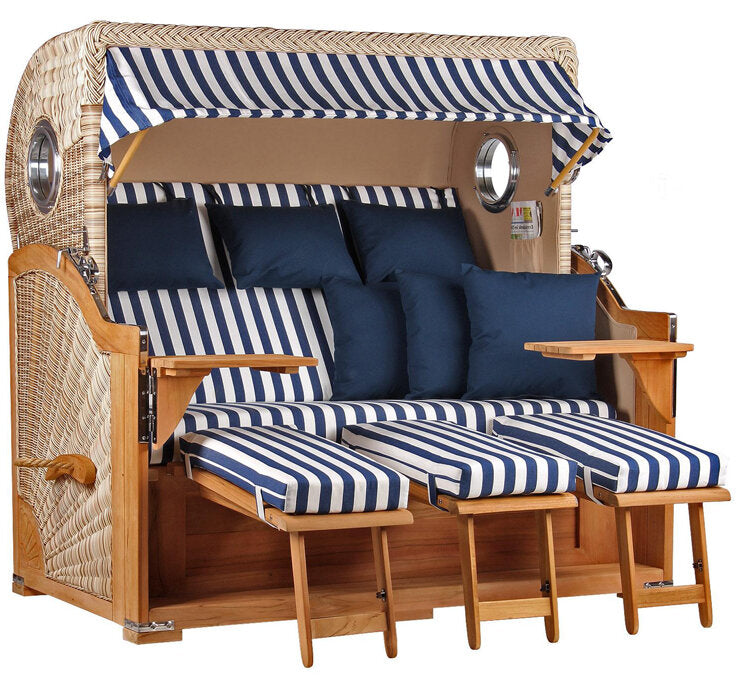 Strandkorb Baltikum XXL Bullauge Teak PE Shell Dessin 518