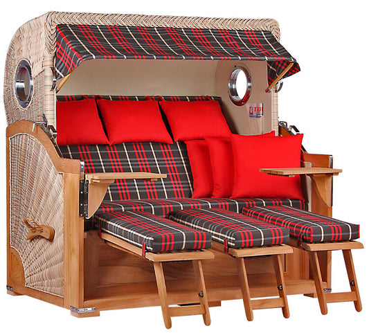 Strandkorb Baltikum XXL Bullauge Teak PE Shell Dessin 529