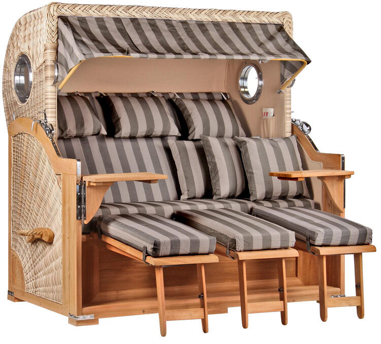 Strandkorb Baltikum XXL Bullauge Teak PE Shell Dessin 537