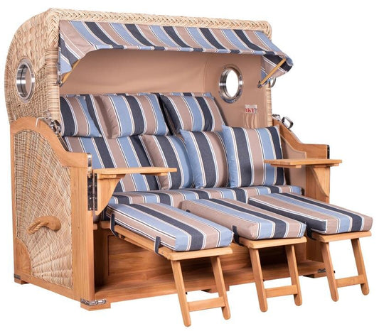 Strandkorb Baltikum XXL Bullauge Teak PE Shell Dessin 580