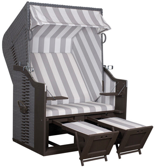 Strandkorb deVries Profi Ostsee Fehmarn Mahagoni PE Grey Dessin 989