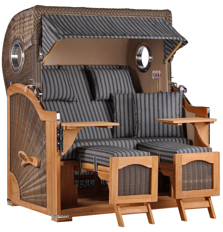 Strandkorb Düne Bullauge Teak PE Grey Dessin 500