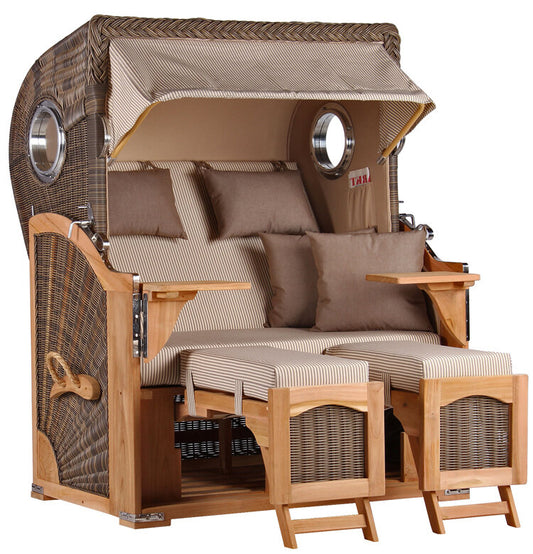 Strandkorb Düne Bullauge Teak PE Grey Dessin 510