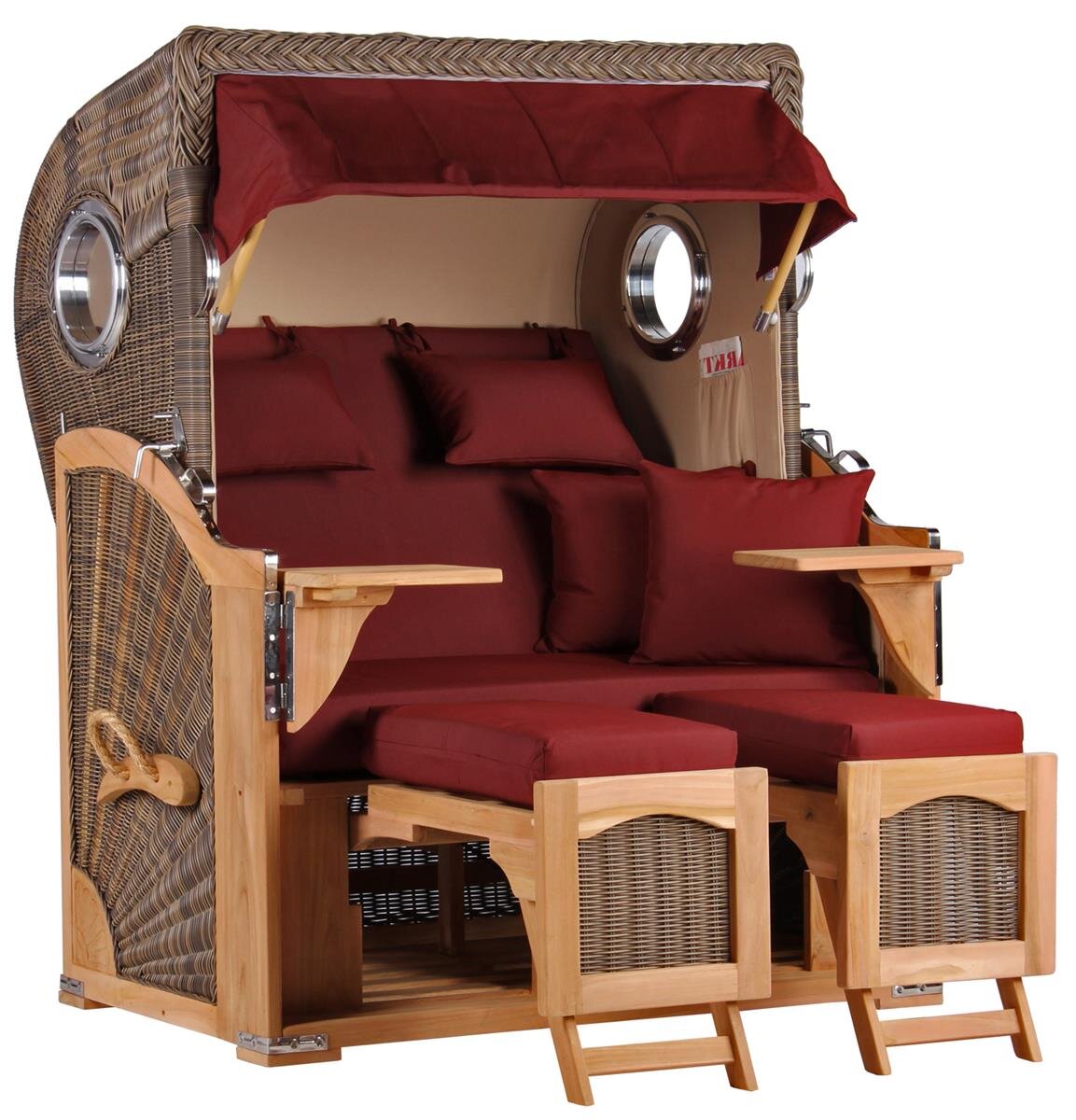 Strandkorb Düne Bullauge Teak PE Grey Dessin 550