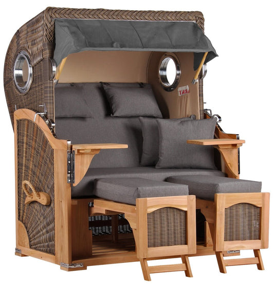 Strandkorb Düne Bullauge Teak PE Grey Dessin 551