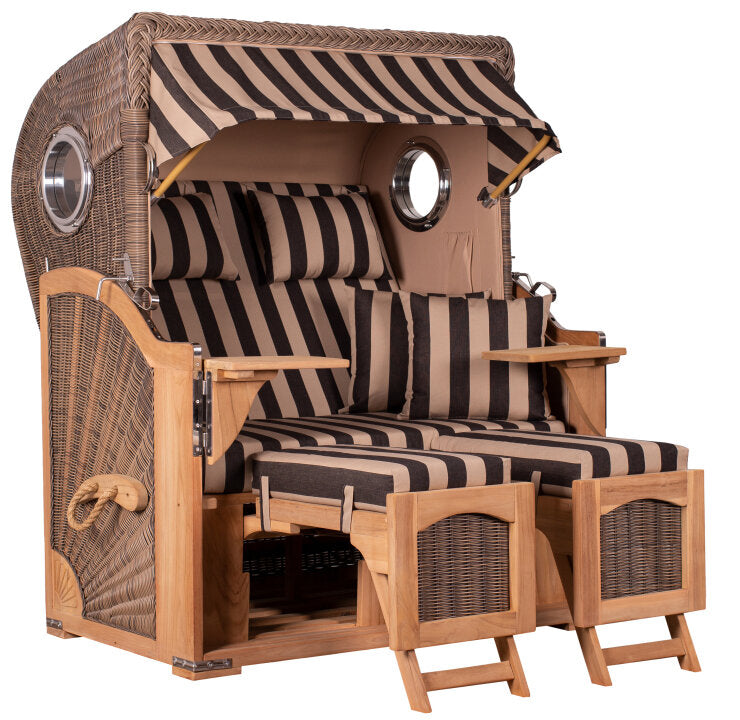 Strandkorb Düne Bullauge Teak PE Grey Dessin 581