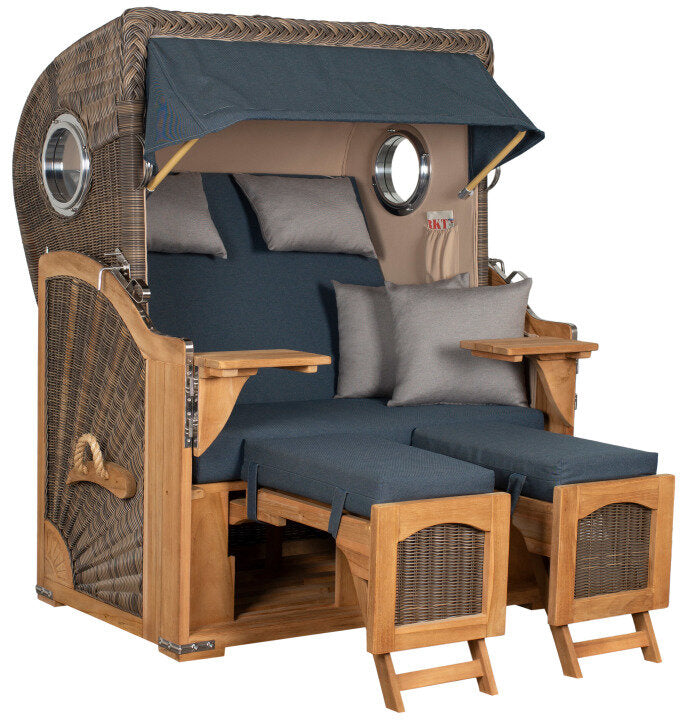 Strandkorb Düne Bullauge Teak PE Grey Dessin 593