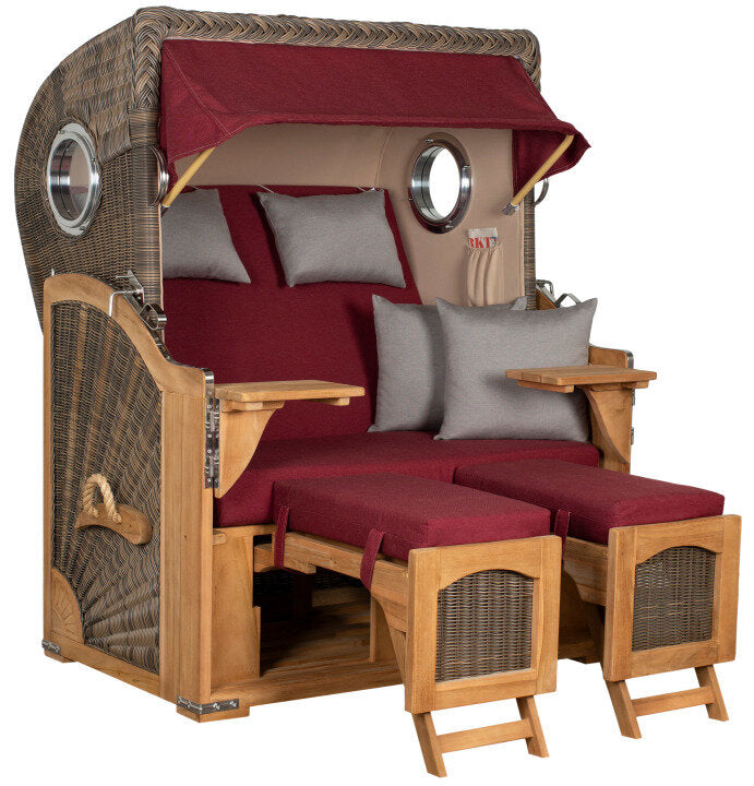 Strandkorb Düne Bullauge Teak PE Grey Dessin 594