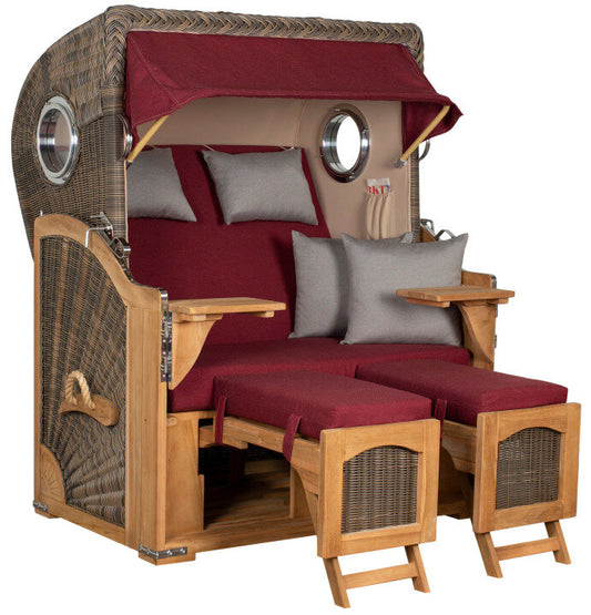 Strandkorb Düne Bullauge Teak PE Grey Dessin 594