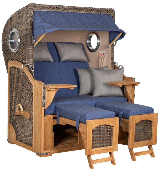 Strandkorb Düne Bullauge Teak PE Grey Dessin 595