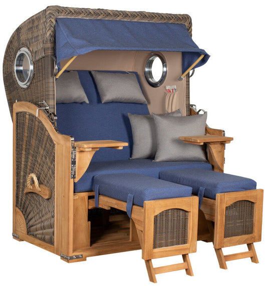 Strandkorb Düne Bullauge Teak PE Grey Dessin 595