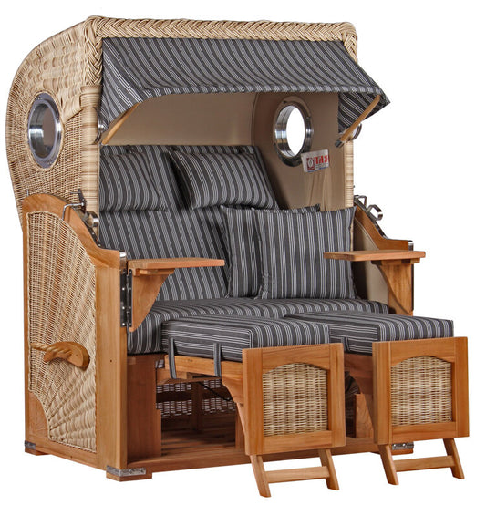 Strandkorb Düne Bullauge Teak PE Shell Dessin 500