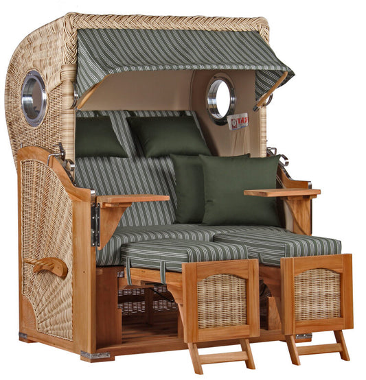 Strandkorb Düne Bullauge Teak PE Shell Dessin 504