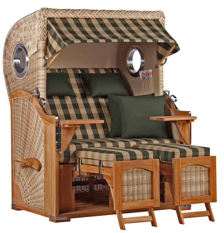 Strandkorb Düne Bullauge Teak PE Shell Dessin 506