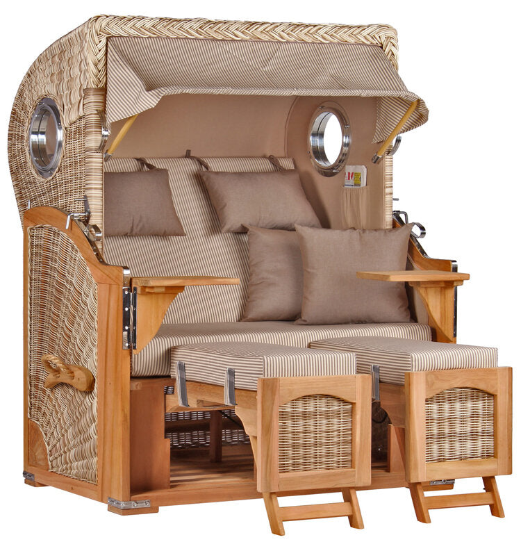 Strandkorb Düne Bullauge Teak PE Shell Dessin 510