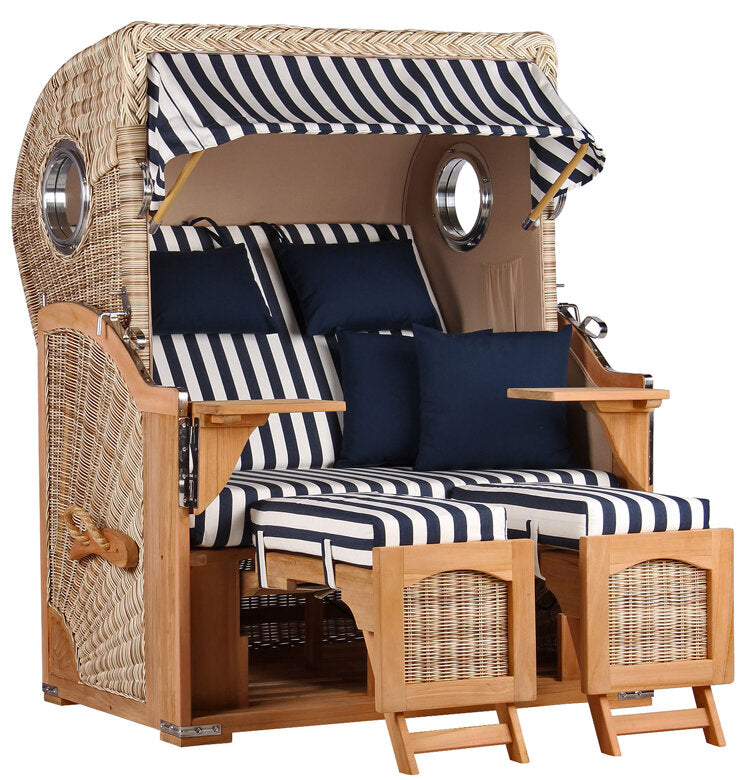 Strandkorb Düne Bullauge Teak PE Shell Dessin 518