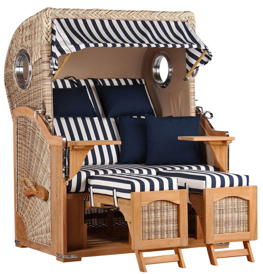 Strandkorb Düne Bullauge Teak PE Shell Dessin 518