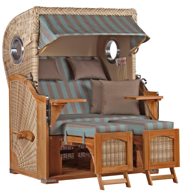 Strandkorb Düne Bullauge Teak PE Shell Dessin 520