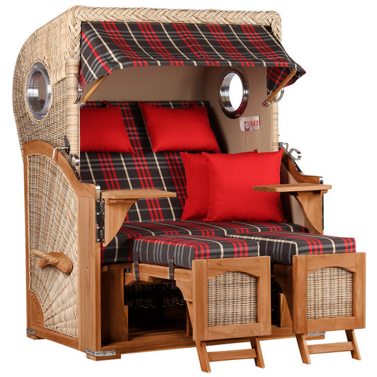 Strandkorb Düne Bullauge Teak PE Shell Dessin 529