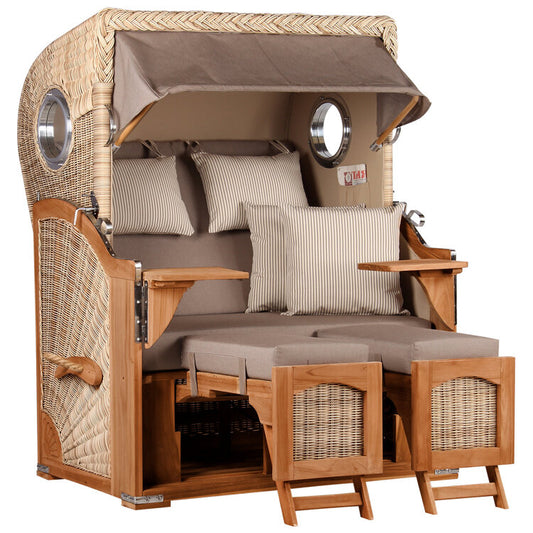 Strandkorb Düne Bullauge Teak PE Shell Dessin 534