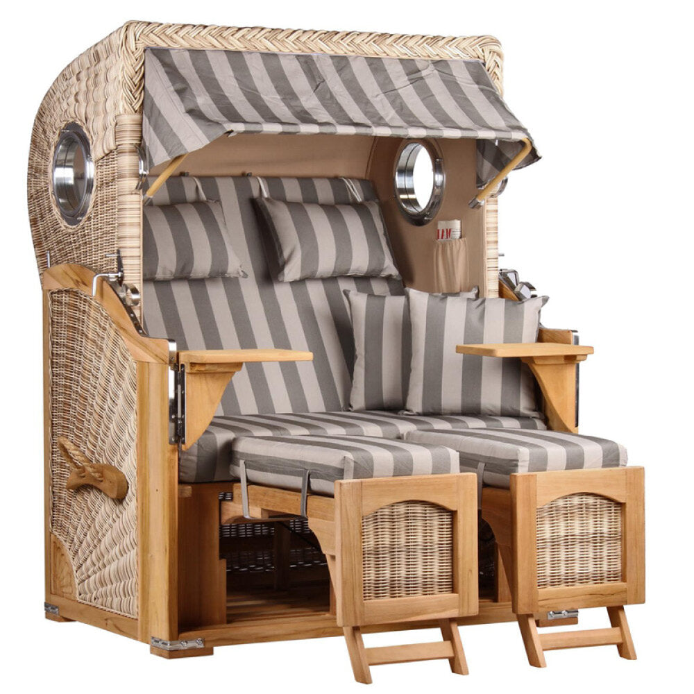 Strandkorb Düne Bullauge Teak PE Shell Dessin 537