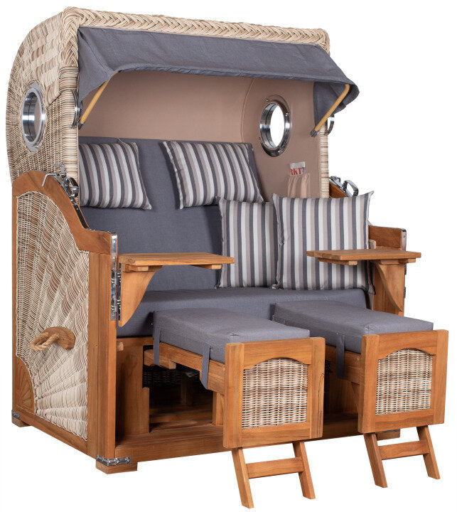 Strandkorb Düne Bullauge Teak PE Shell Dessin 544