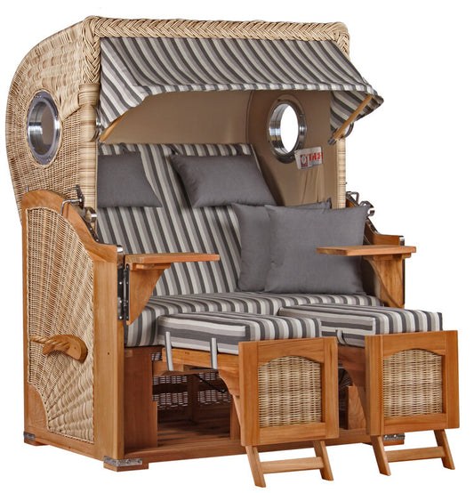 Strandkorb Düne Bullauge Teak PE Shell Dessin 545