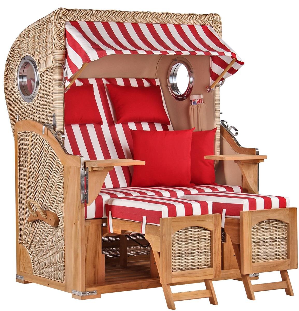 Strandkorb Düne Bullauge Teak PE Shell Dessin 562