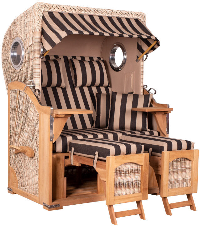 Strandkorb Düne Bullauge Teak PE Shell Dessin 581