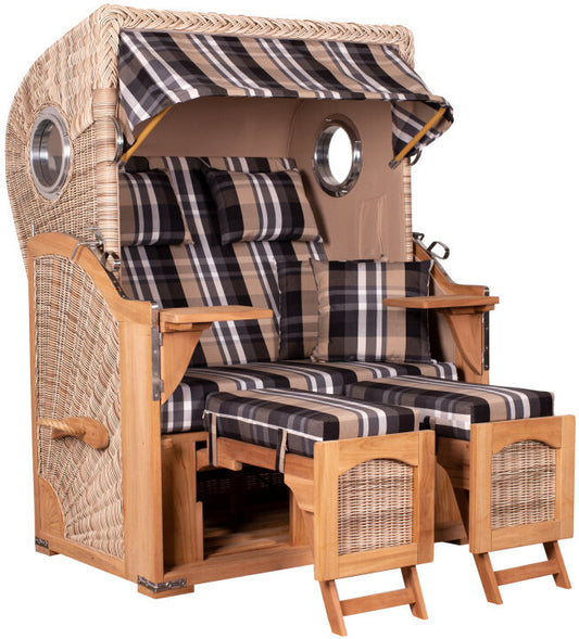 Strandkorb Düne Bullauge Teak PE Shell Dessin 583