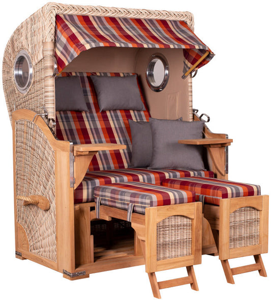 Strandkorb Düne Bullauge Teak PE Shell Dessin 584