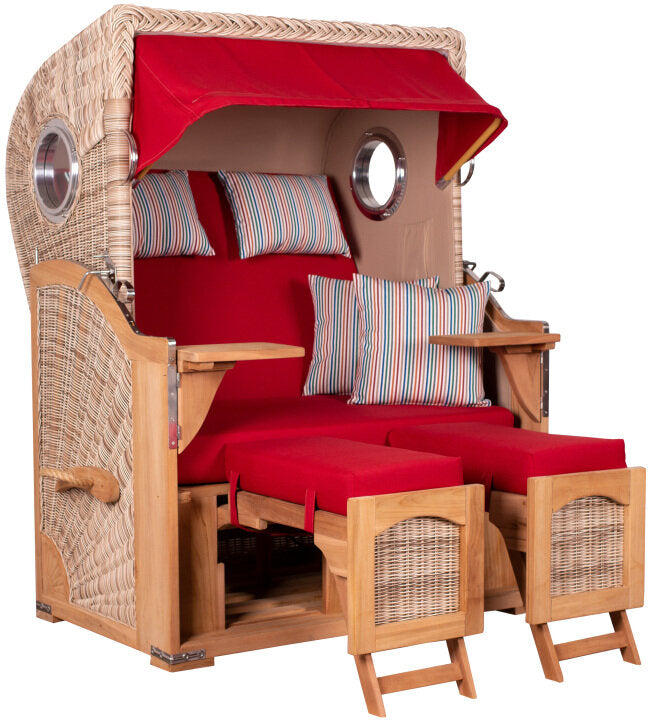 Strandkorb Düne Bullauge Teak PE Shell Dessin 585