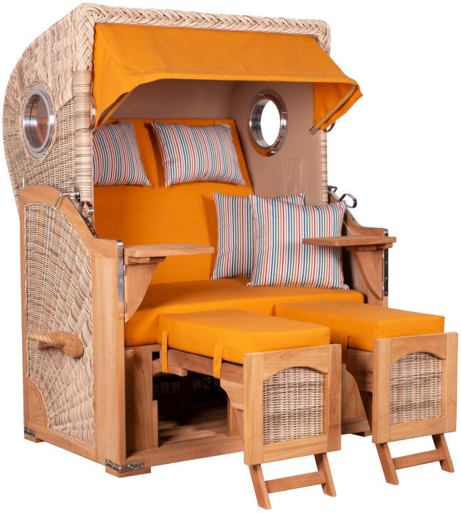 Strandkorb Düne Bullauge Teak PE Shell Dessin 586