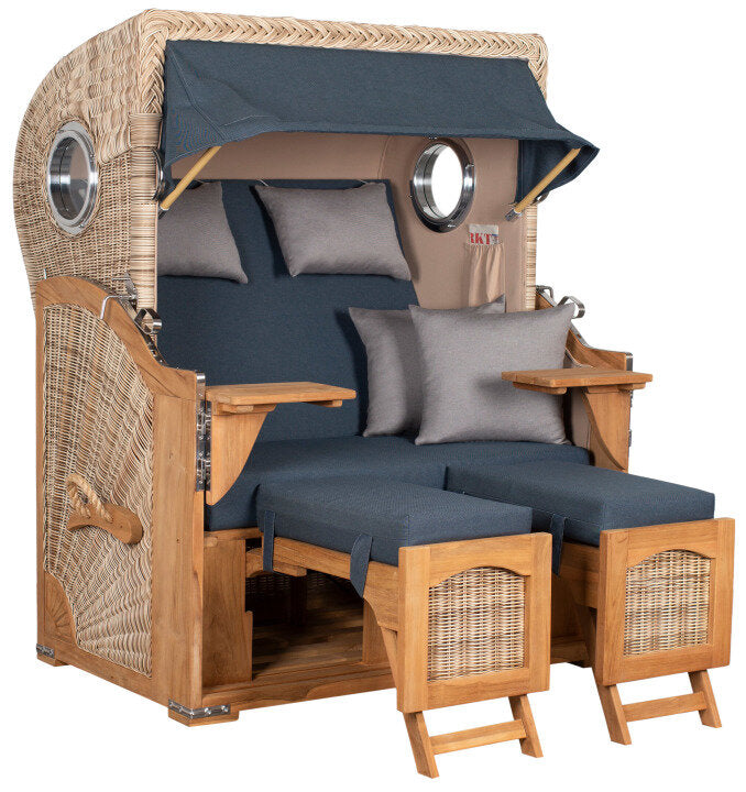 Strandkorb Düne Bullauge Teak PE Shell Dessin 593