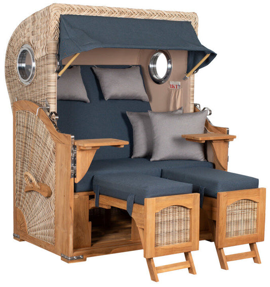 Strandkorb Düne Bullauge Teak PE Shell Dessin 593