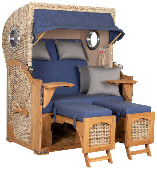 Strandkorb Düne Bullauge Teak PE Shell Dessin 595