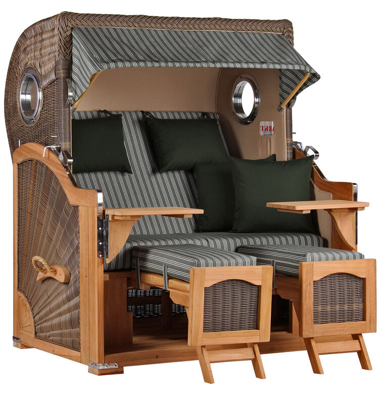 Strandkorb Düne Grande Bullauge Teak PE Grey Dessin 504