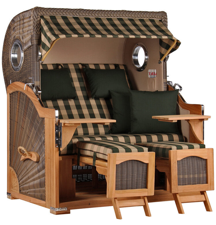 Strandkorb Düne Grande Bullauge Teak PE Grey Dessin 506