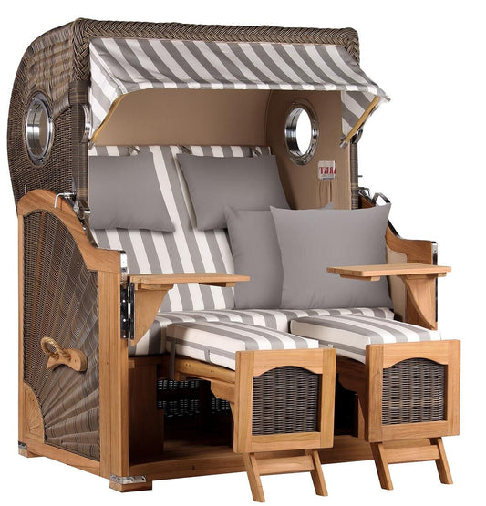 Strandkorb Düne Grande Bullauge Teak PE Grey Dessin 513