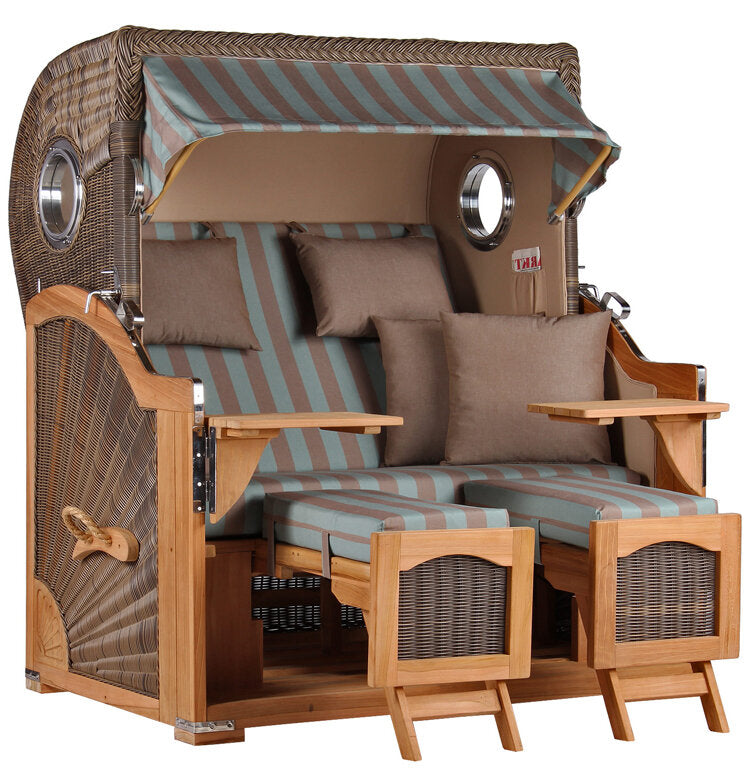 Strandkorb Düne Grande Bullauge Teak PE Grey Dessin 520