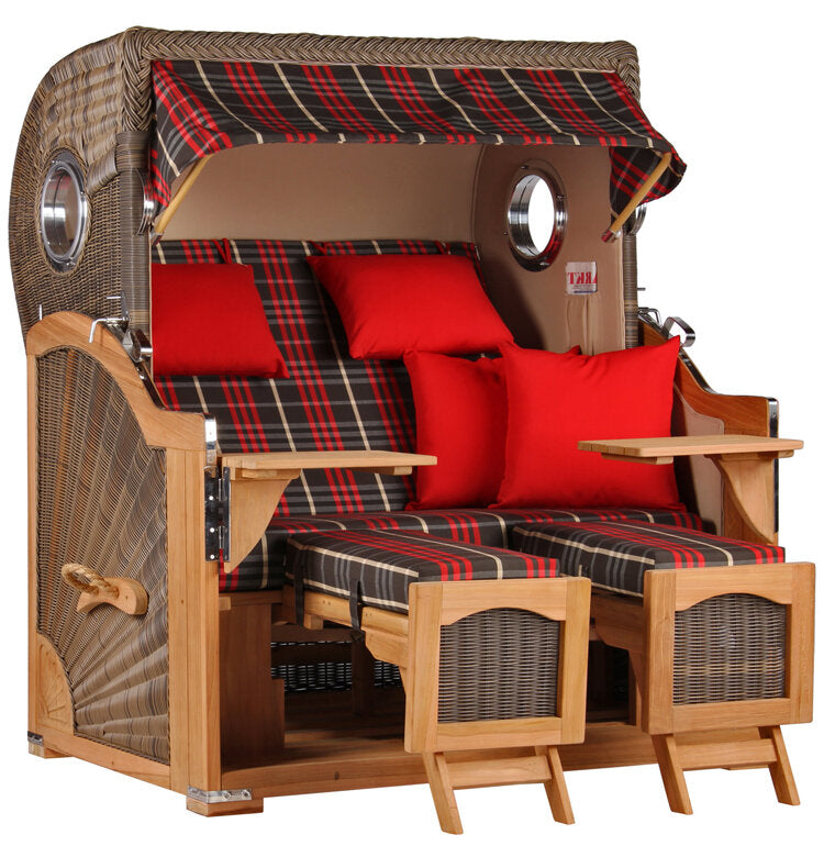 Strandkorb Düne Grande Bullauge Teak PE Grey Dessin 529