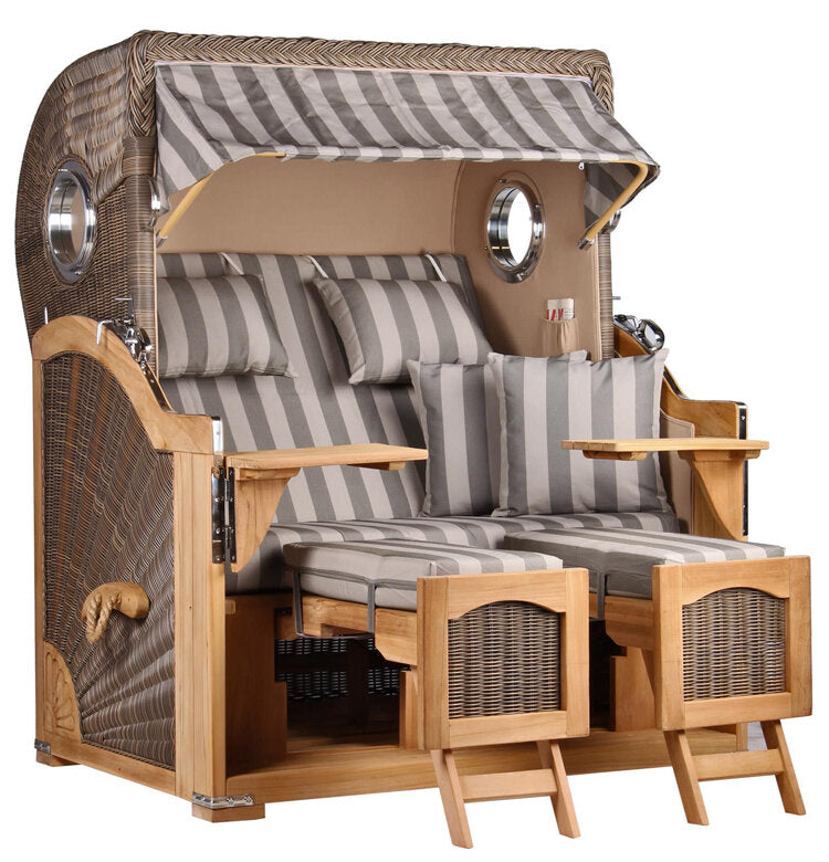 Strandkorb Düne Grande Bullauge Teak PE Grey Dessin 537