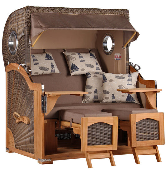 Strandkorb Düne Grande Bullauge Teak PE Grey Dessin 540